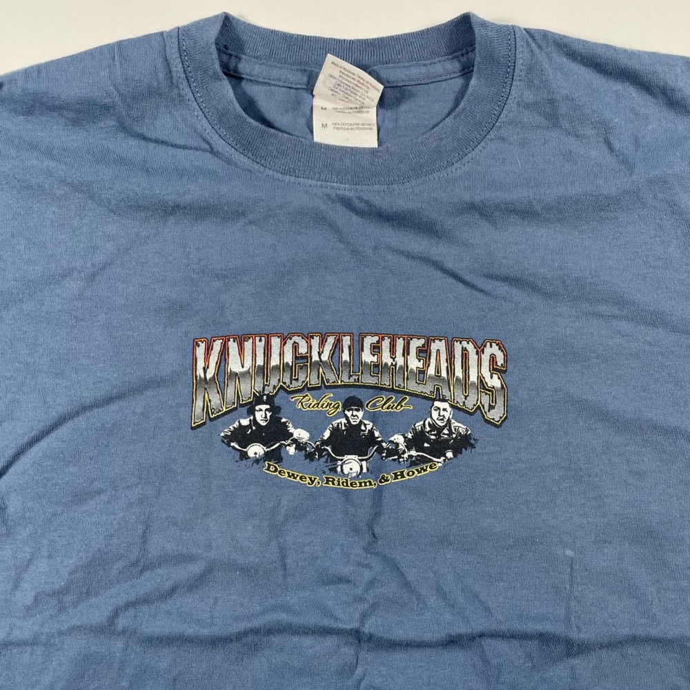 Knuckleheads Three Stooges Biker T-Shirt Mens Medium Gildan Blue